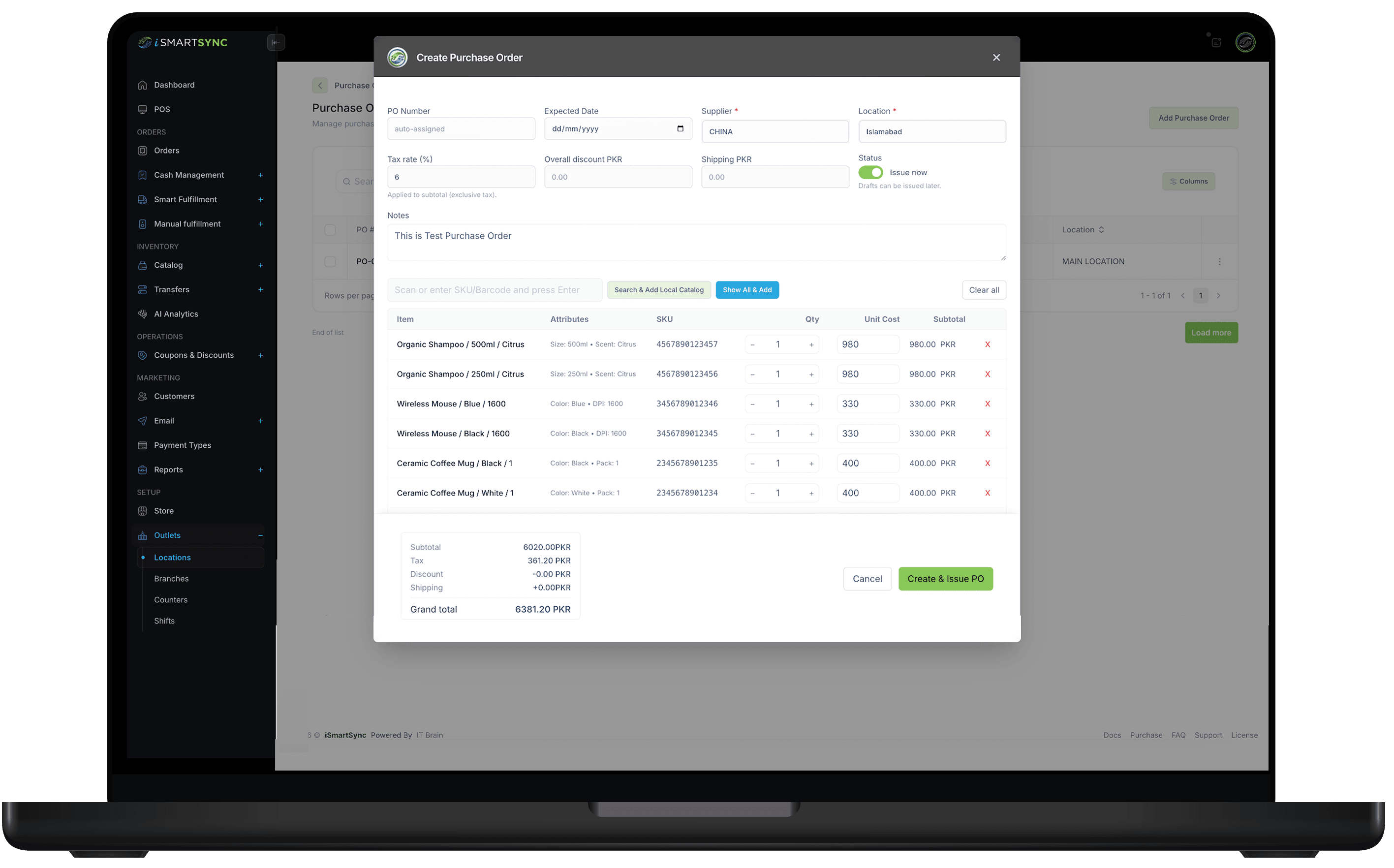 Purchase Orders & GRN (iSmartSync)