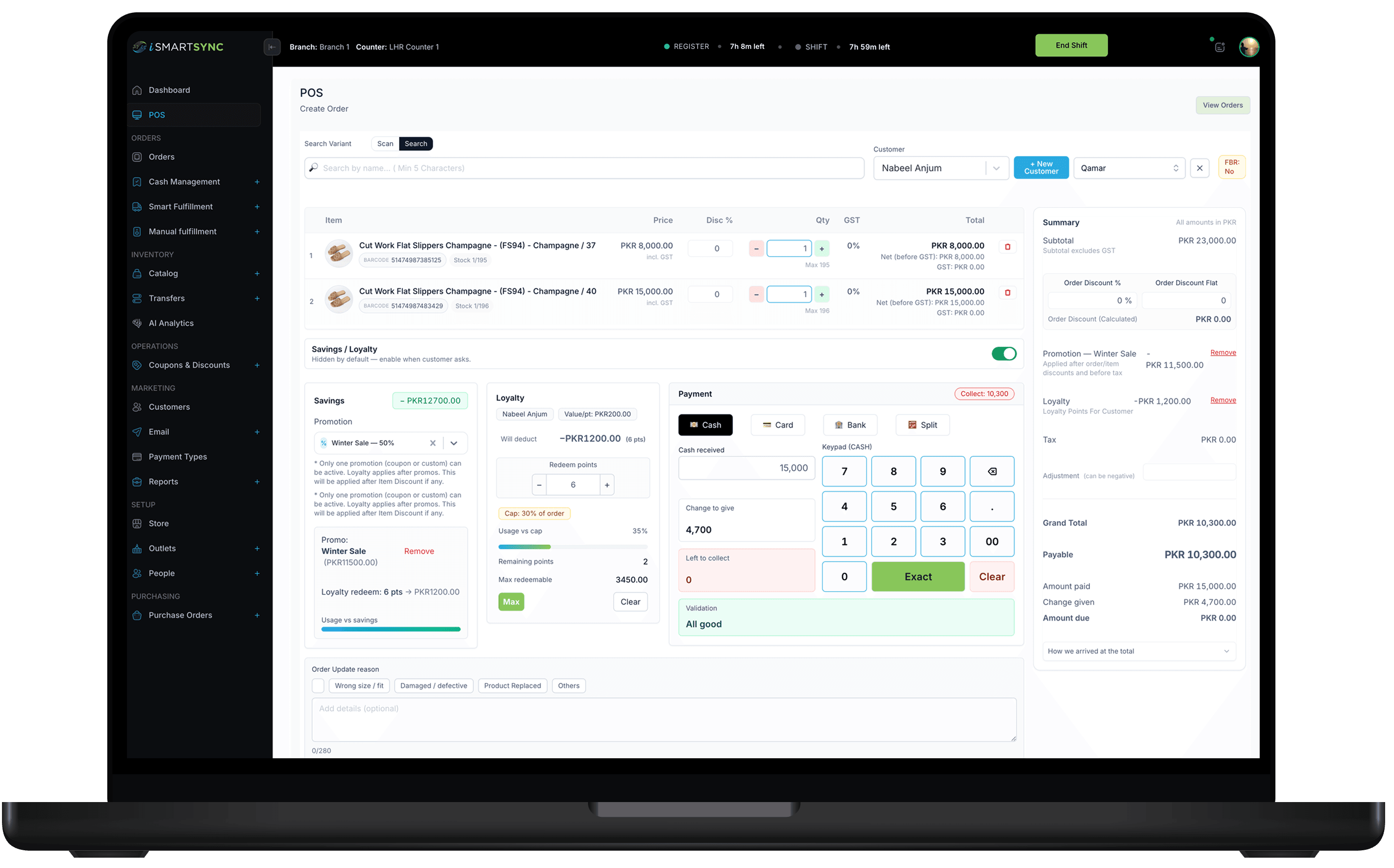 Shopify Integrated POS screen (iSmartSync)