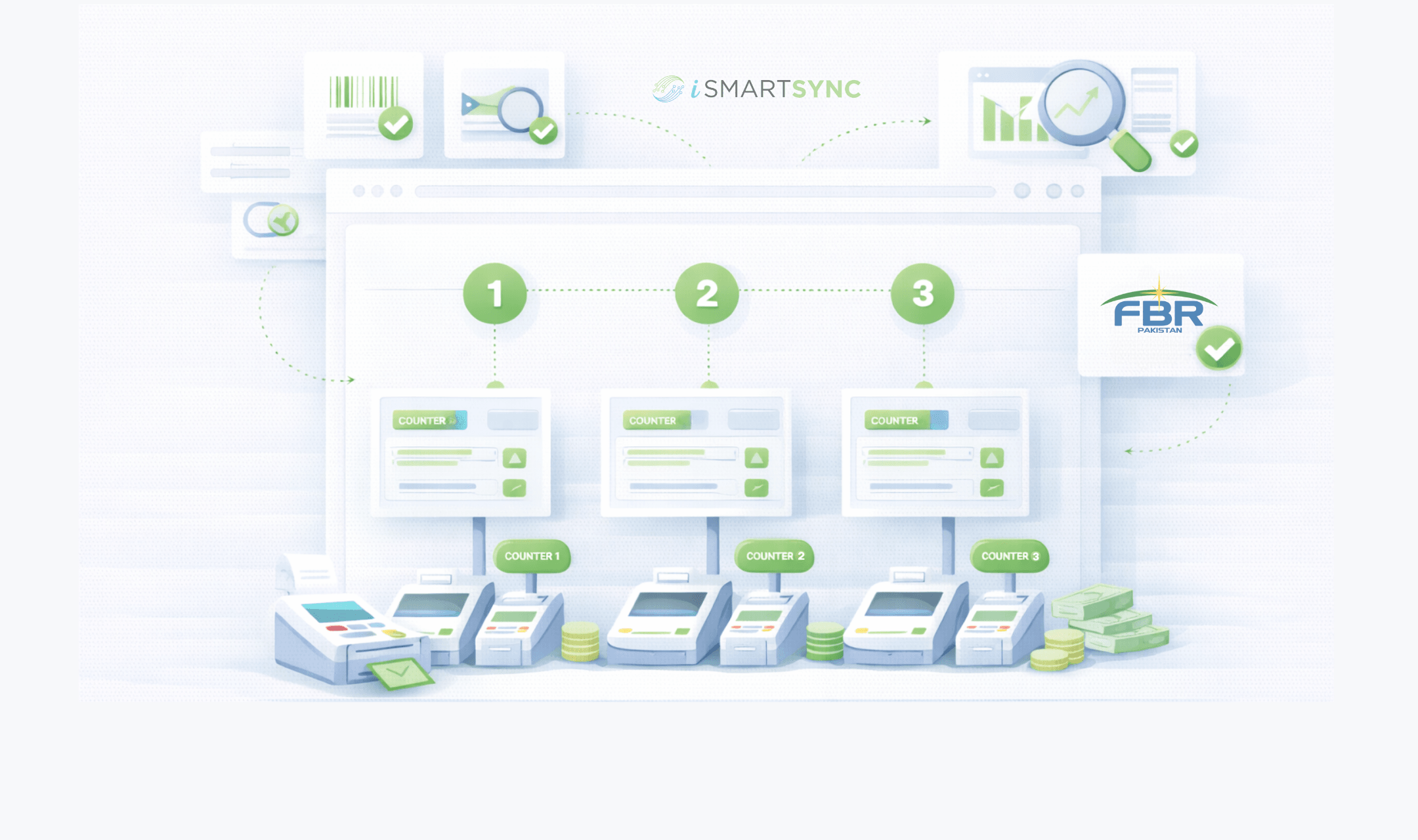 Multi-counter billing and checkout in iSmartSync POS