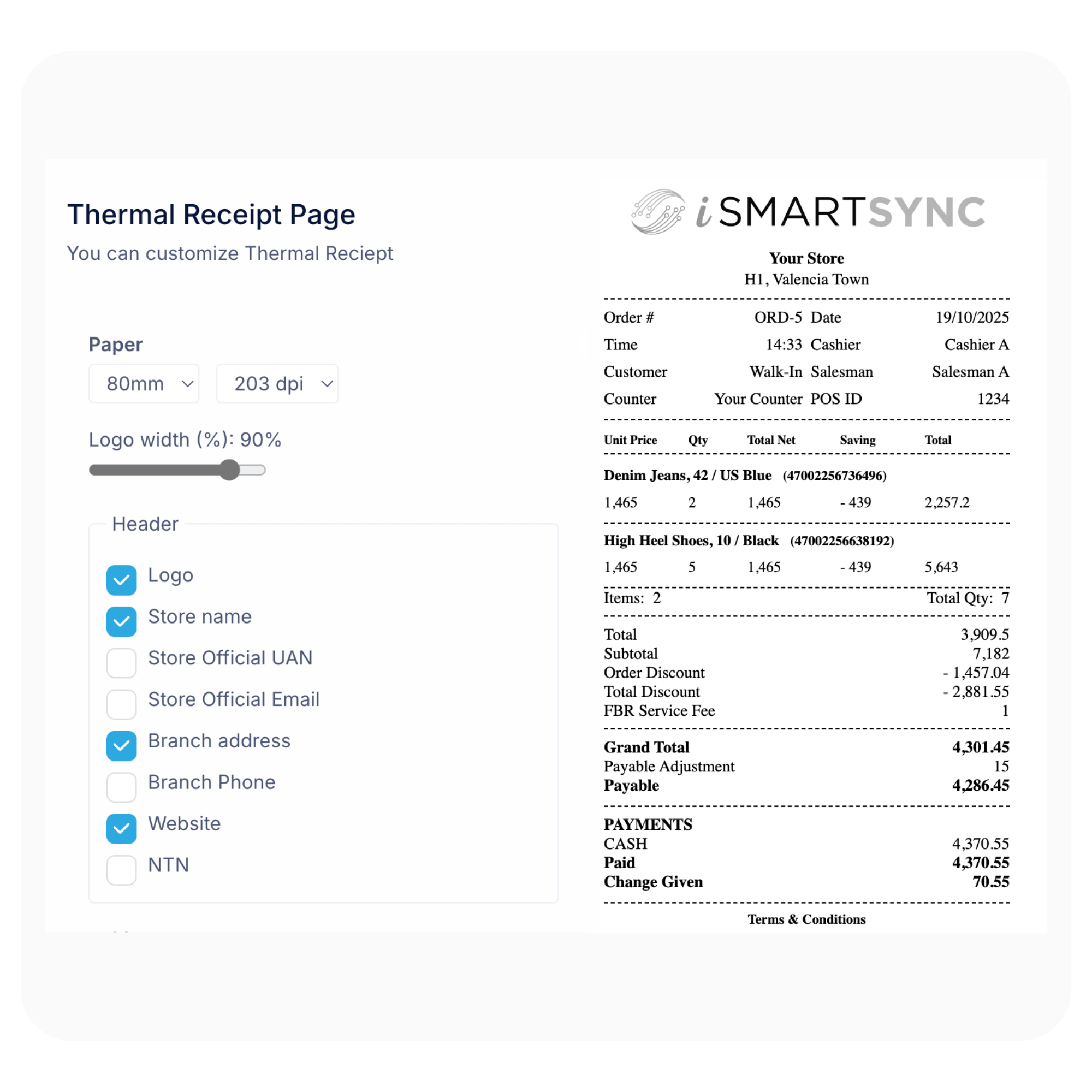 Thermal receipt preview