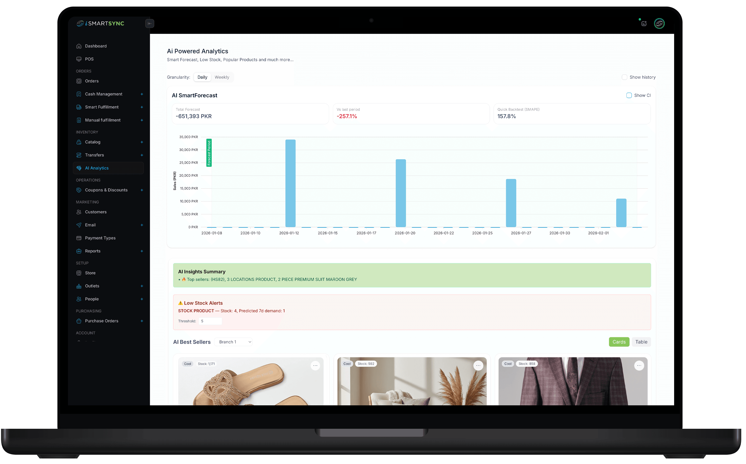 AI-powered POS analytics and forecasting dashboard