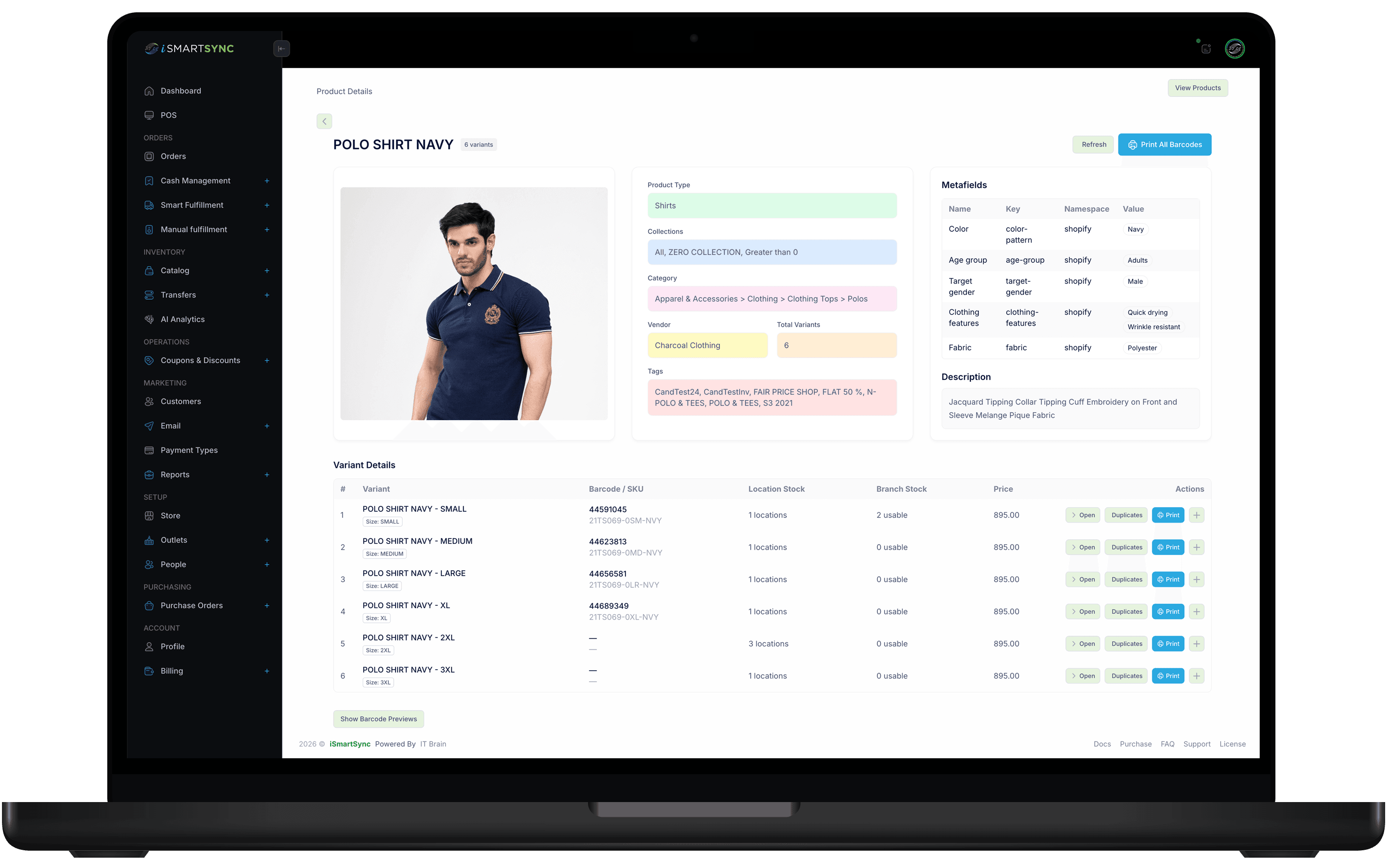 Shopify Synced Product & Variant Management POS System by iSmartSync
